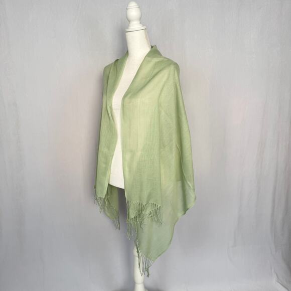 Light Green Fringe Scarf Shawl Wrap - Picture 6 of 8